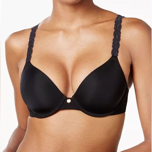 Natori Pure Luxe 732080 Bra Black 36DD Full Coverage Smooth Lace T-Shirt - Picture 1 of 8